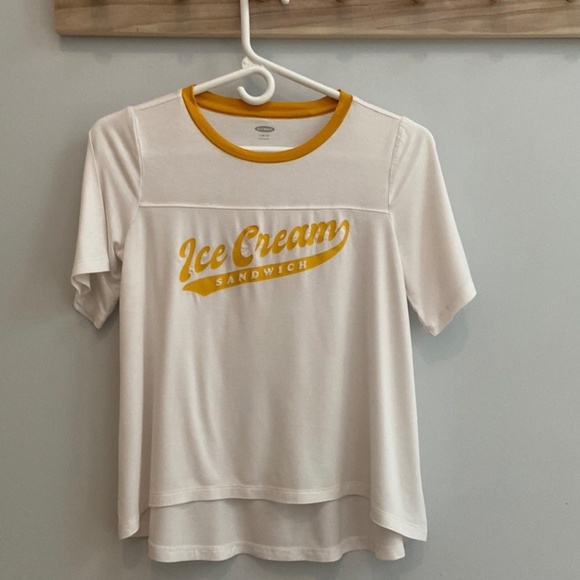 Old Navy white yellow amber Ice Cream Sandwich Tee Girls Size 10 / 12 Big Kids L - Picture 5 of 10